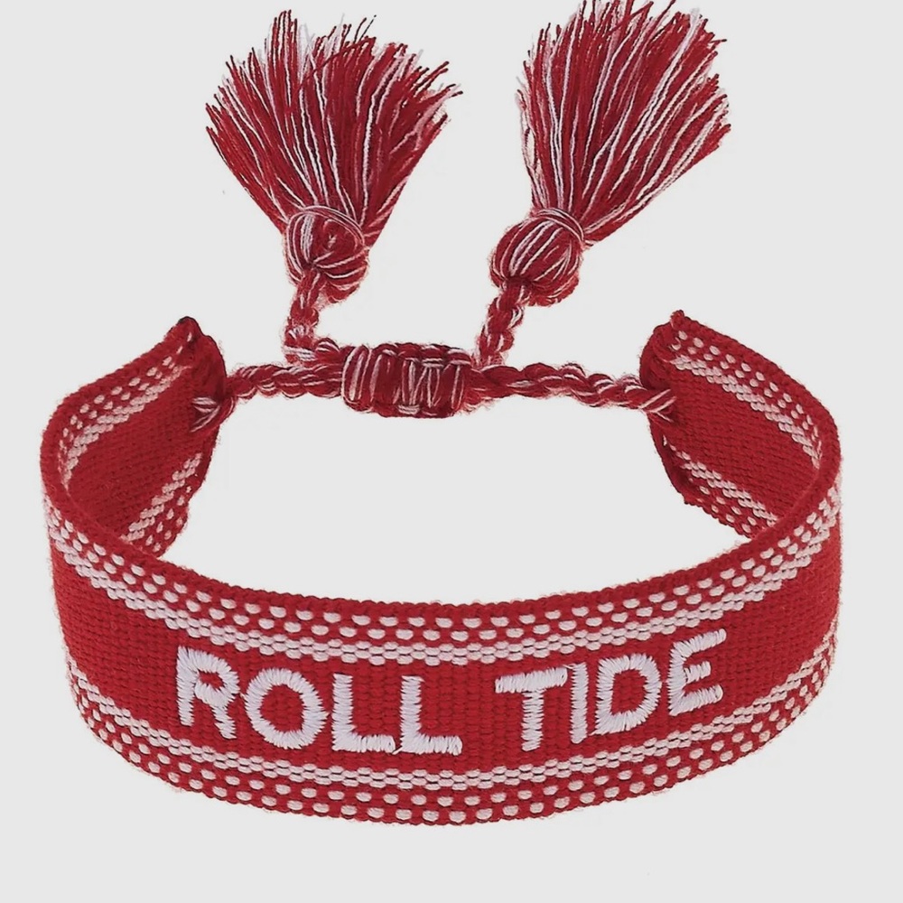 Red Woven Bracelet with 'Roll Tide'
